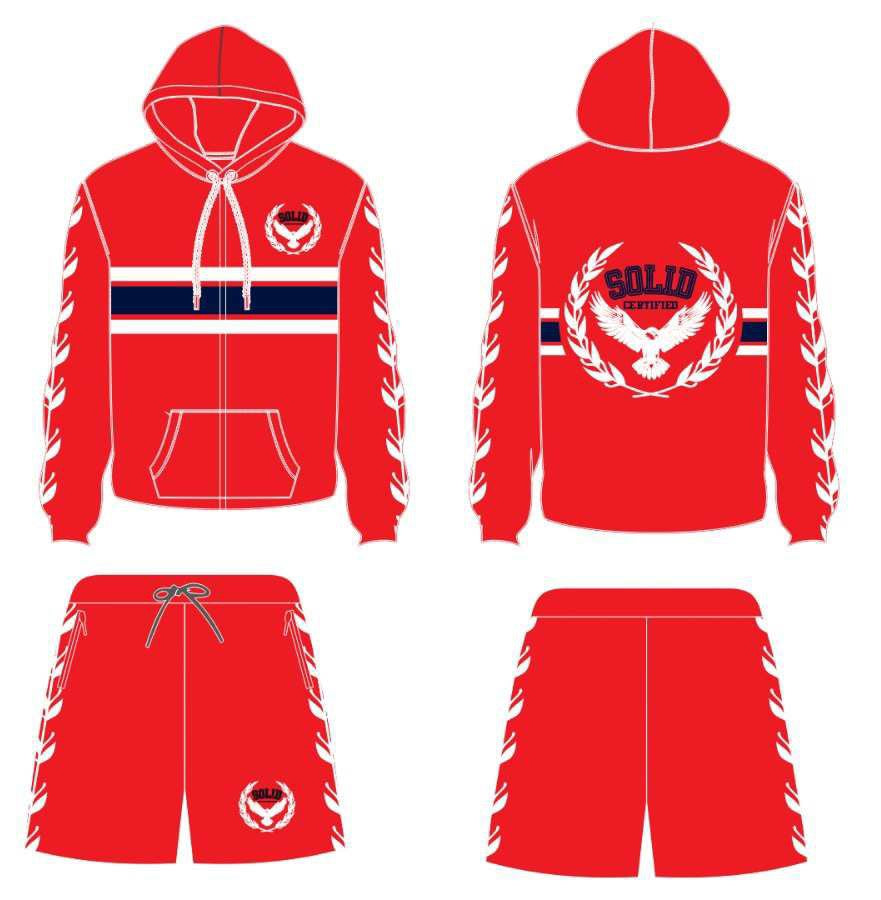 Solid windbreaker short set