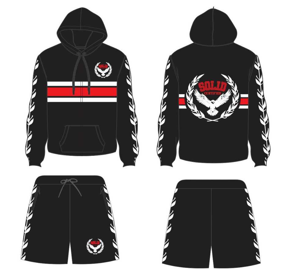 Solid windbreaker short set