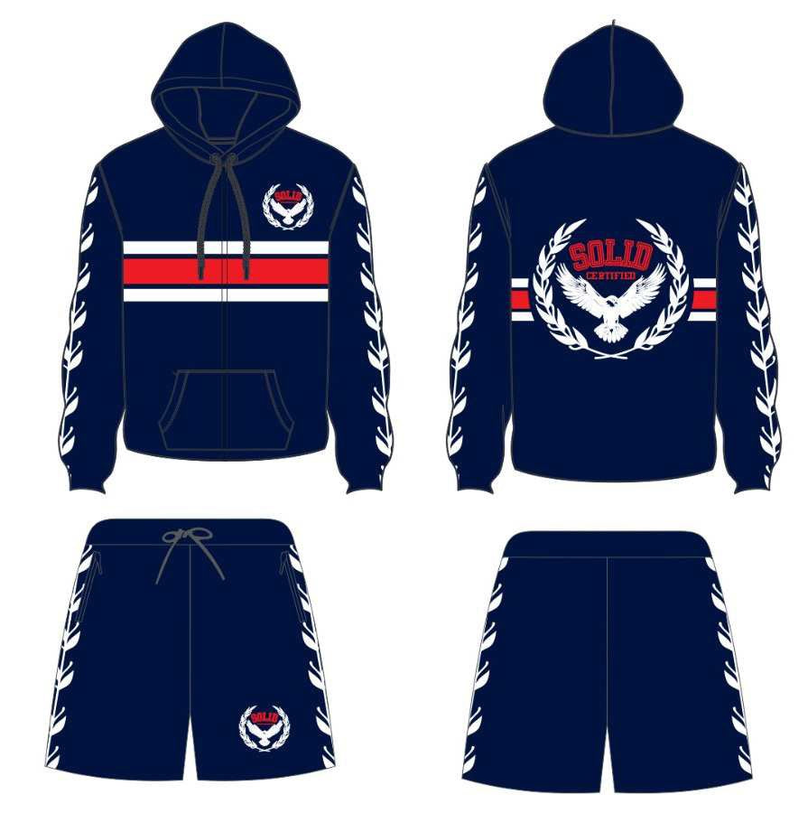 Solid windbreaker short set