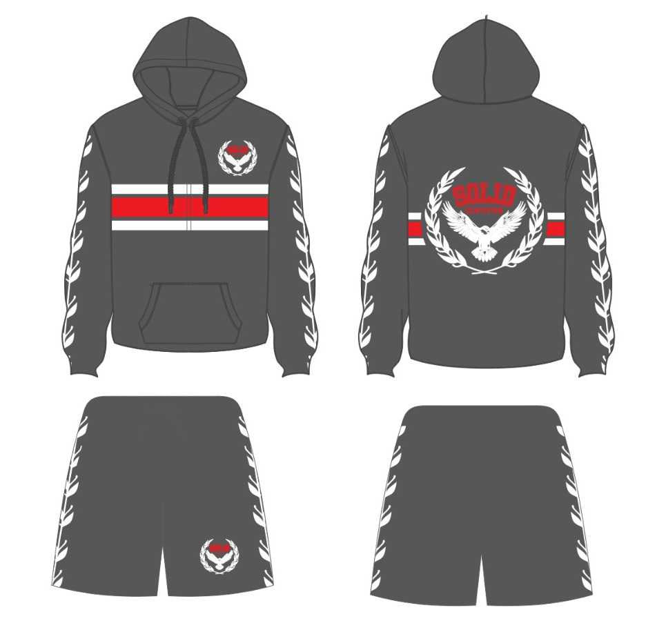 Solid windbreaker short set