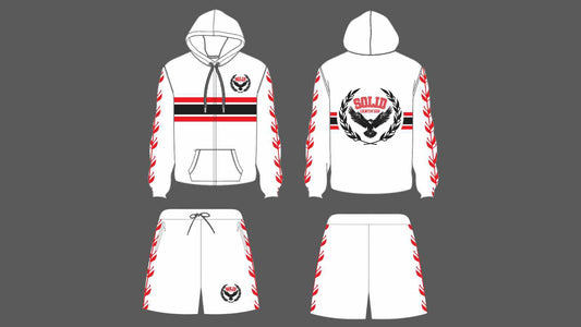 Solid windbreaker short set