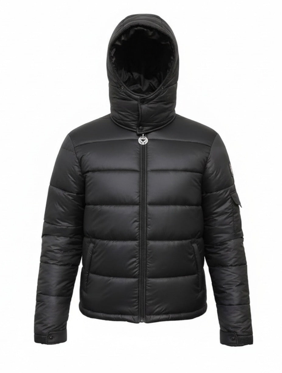 Solid puffer coat