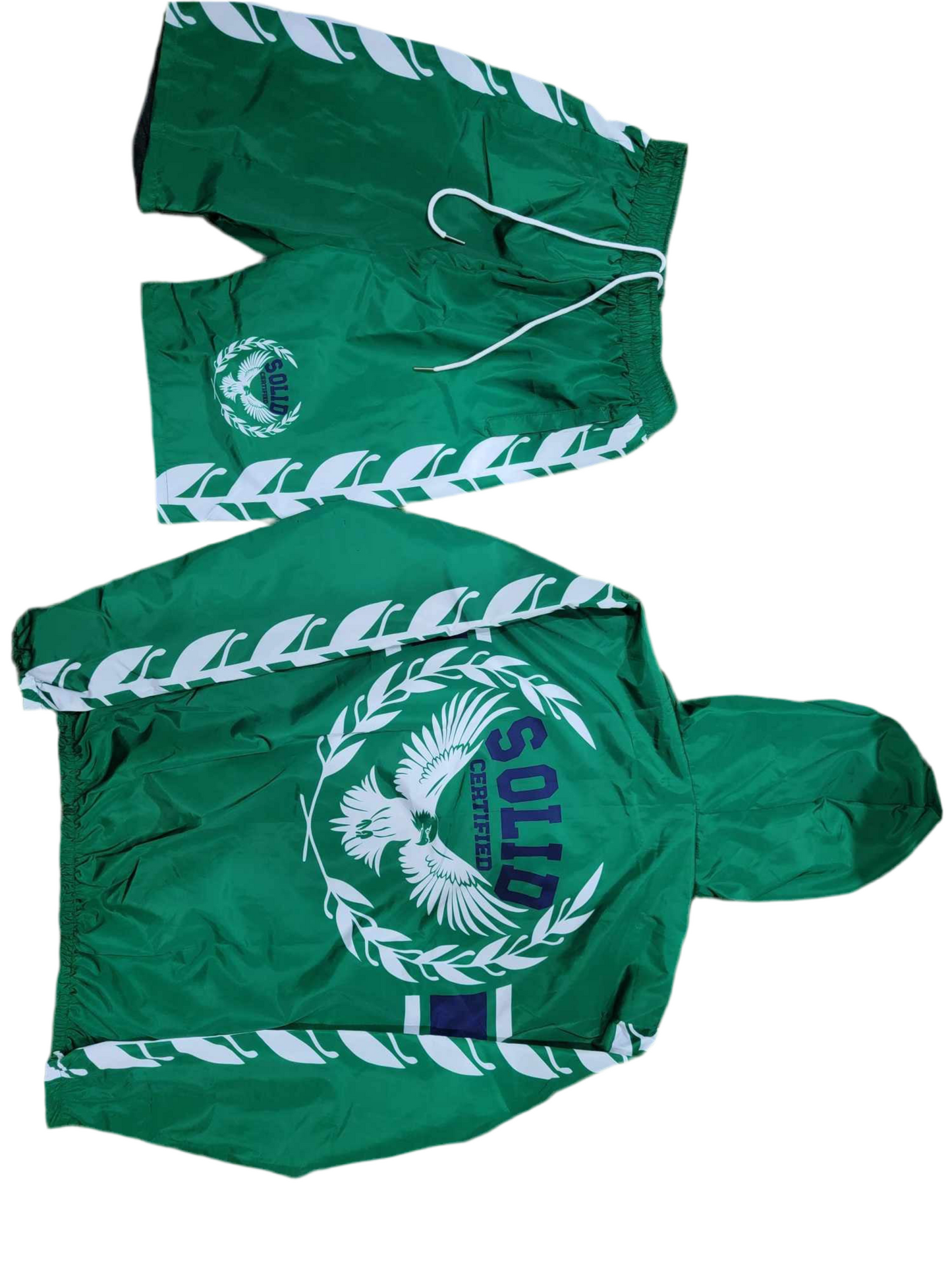Solid windbreaker short set