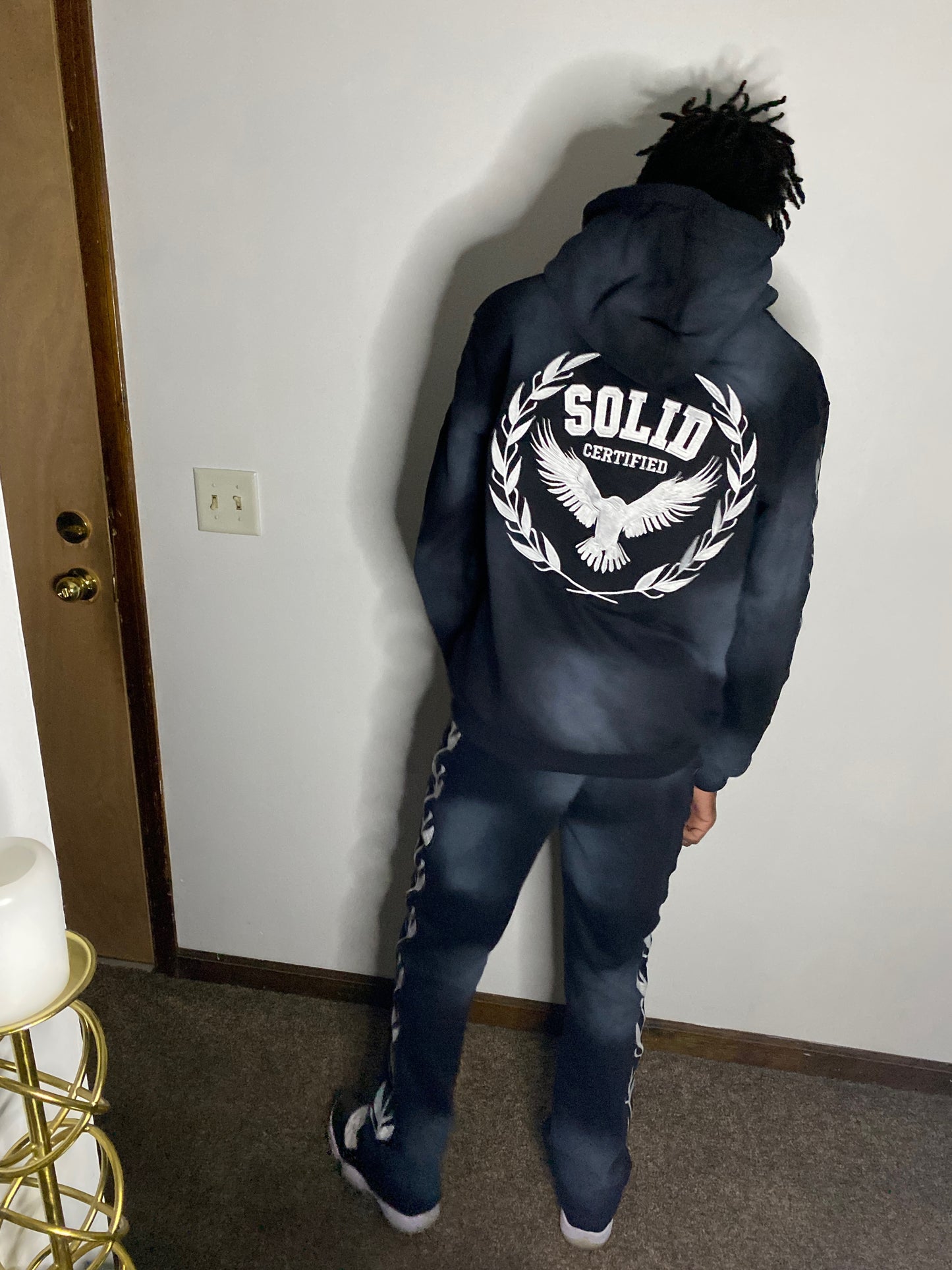 NEW Custom SOLID logo embroidered sun faded sweatsuits